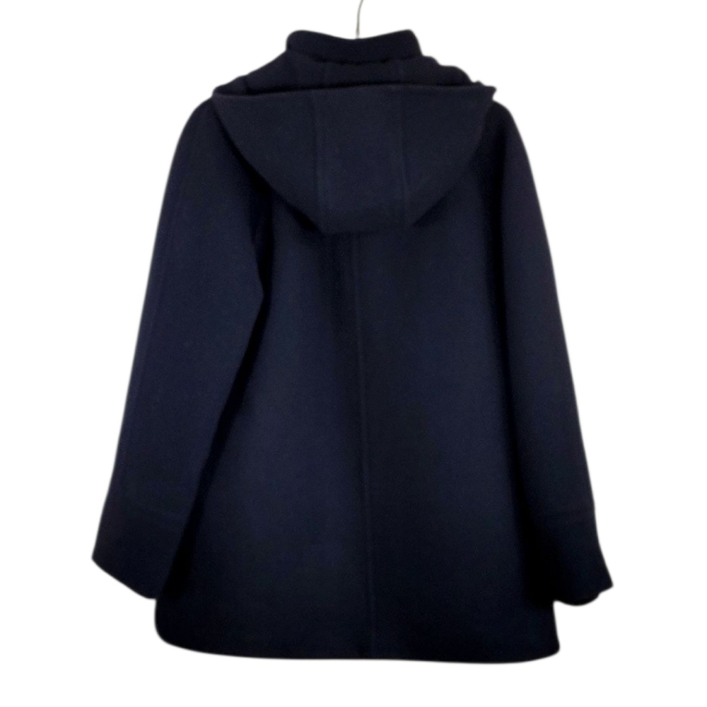 NWT J.CREW Black Nello Gori Stadium Cloth Wool Hooded Swing Coat Jacket M - Picture 4 of 14